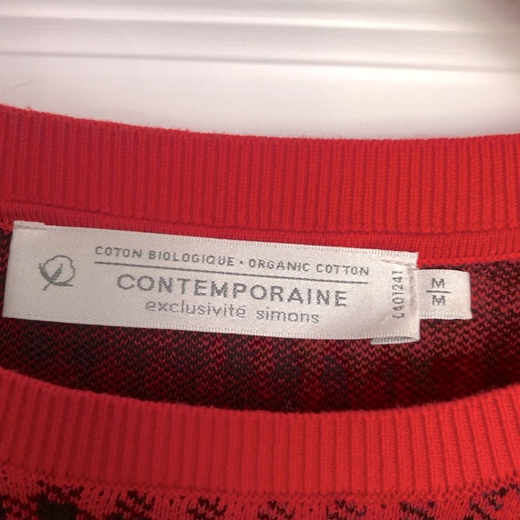 Long sleeves sweater with red and black houndstooth pattern, size M - Picture 4 of 5